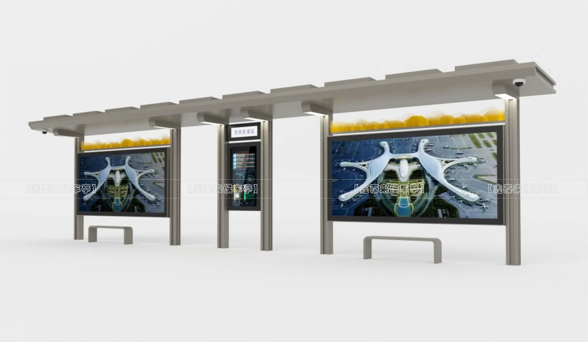 機(jī)場(chǎng)智能公交站臺(tái)/智慧公交站臺(tái)/智能候車亭/太陽能侯車亭